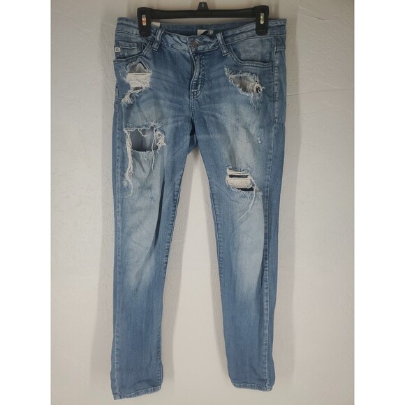 Kancan Distressed Destroyed Straight Leg Stretch Jeans Size 27 - Picture 1 of 6